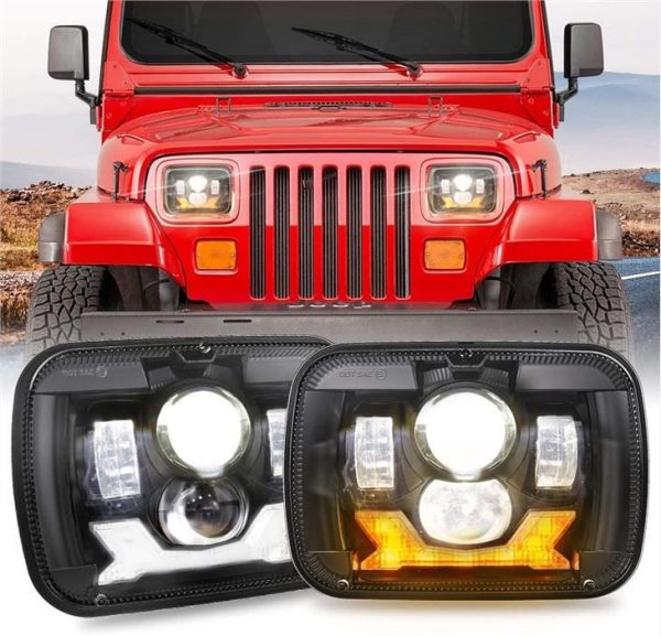 1987-1995 Reflektory LED Jeep YJ 5x7 Reflektory projektorowe Reflektory Jeep Wrangler Square