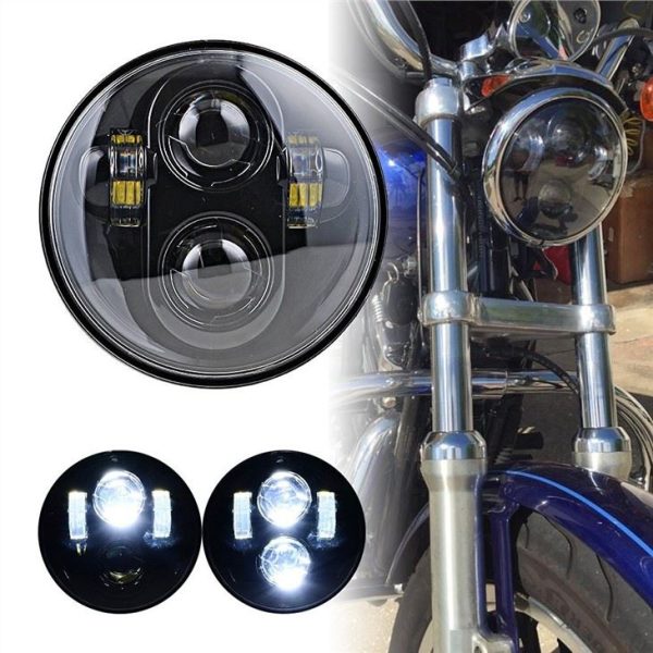 75-calowy reflektor LED do motocykla Wtyczka H4 Chrome Czarny reflektor Auto Light System