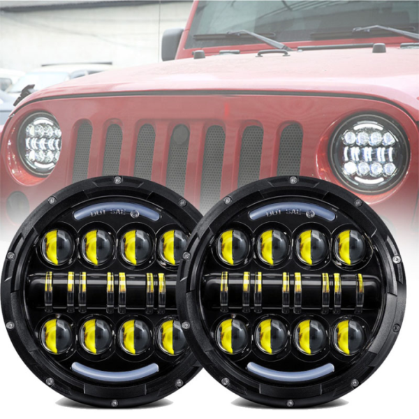 7-calowy reflektor LED 80W dla Jeep Wrangler JK z kierunkowskazem do jazdy w dzień