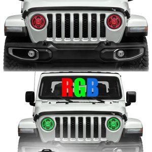 9-calowe zmieniające kolor światła LED RGB Halo dla Jeep Wrangler JL 2018 2019