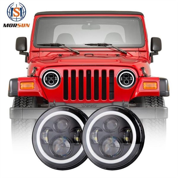 DOT 7 Led Reflektor Halo Dla Jeep Wrangler TJ Akcesoria Samochód LED Projektor Reflektor Obiektyw do Jeep TJ 1997-2006 JK CJ7 LJ