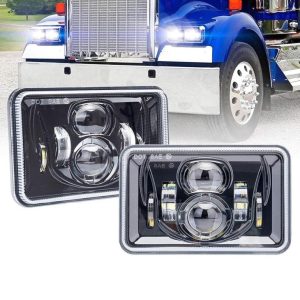 DOT SAE Kenworth Led Headlights Truck 4x6 Inch Led Headlights For Kenworth T400 T600 T800 W900B W900L