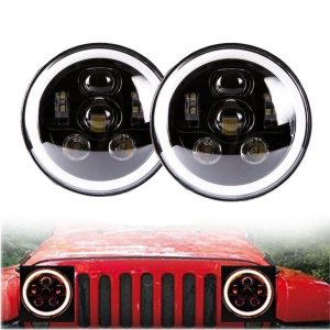 Morsun Black Chrome 58w Okrągły reflektor LED do 07-17 Jeep Wrangler Unlimited JK 4 Door