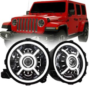 Światła LED do Jeep JL Halo Reflektory DOT SAE Światła do projektora do Jeep Wrangler JL Halo Reflektory z wysokimi światłami mijania DRL