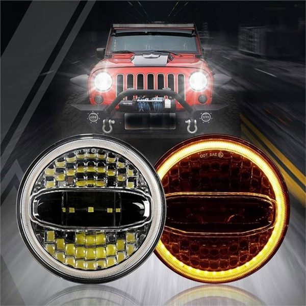 Morsun LED Reflektor do Jeep Harley 7inch okrągłe reflektory Hi-lo Beam With Angel Eyes 12v 108W