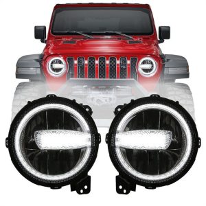 Morsun 9-calowy reflektor LED biały DRL dla Jeep Wrangler JL Rubicon 2018 2019