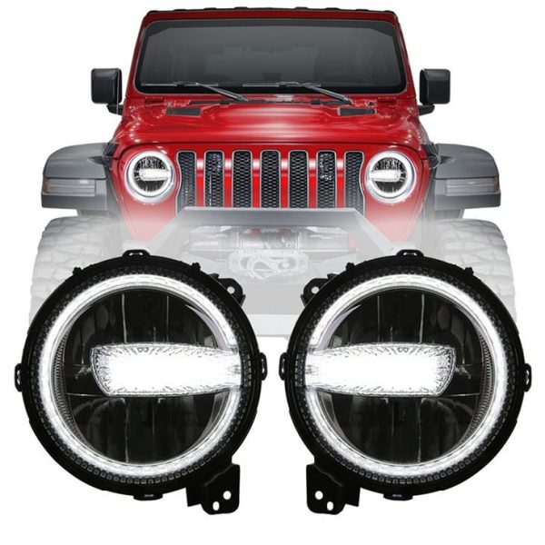 Morsun 9-calowy reflektor LED biały DRL dla Jeep Wrangler JL Rubicon 2018 2019