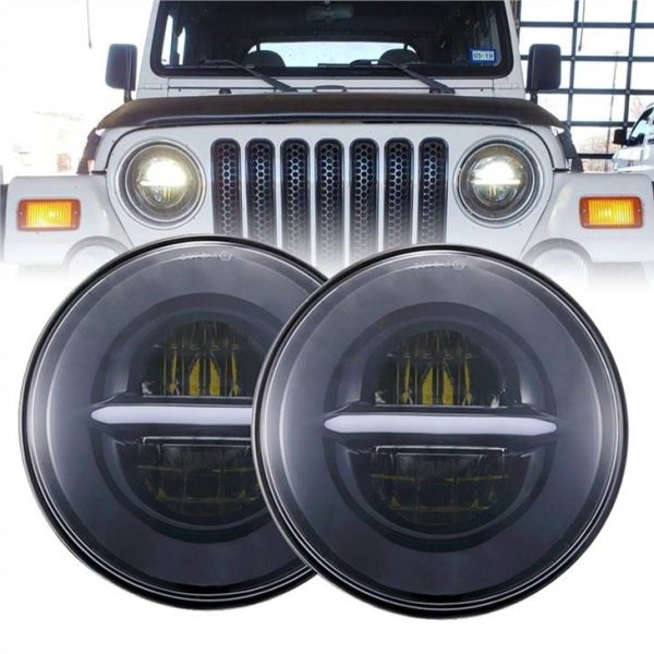 Okrągłe reflektory LED Morsun z reflektorem Halo Angel Eyes DRL dla Jeep Wrangler JK