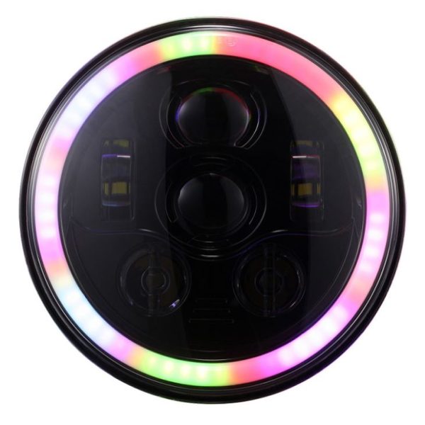 Nowa funkcja Wielokolorowy 7-calowy reflektor LED RGB z żółtym kierunkowskazem dla Jeepa JK