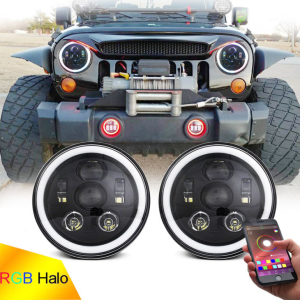 RGB Halo LED Reflektor 7 cali do Jeep Wrangler JK JL Wielofunkcyjny reflektor RGB